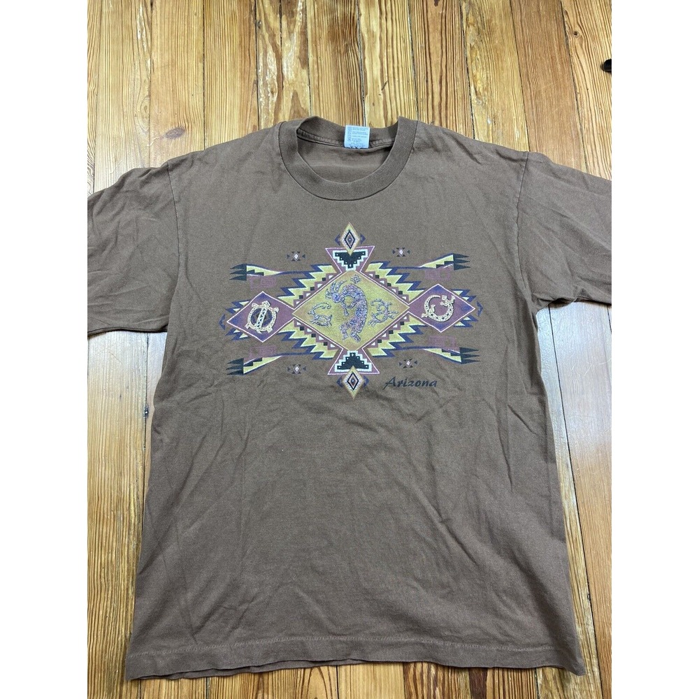 brown arizona T-shirt aztec southwest‎ design unisex size large